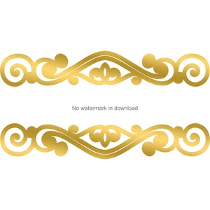 May include: Two gold decorative borders with a swirling, ornate design. The borders are separated by a white space with the text "No watermark in download".