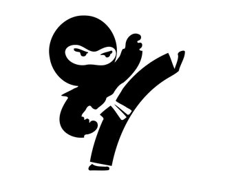 Ninja Boy SVG: Cartoon Silhouette Clipart (Digital Download)