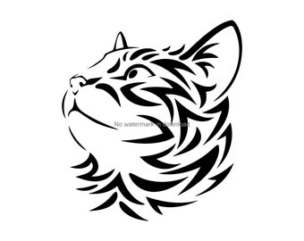 Tribal Cat SVG: Vector Cut File Clipart (Digital Download)