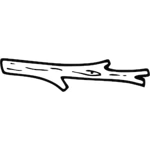 Könnte beinhalten: Eine Schwarzweiß-Zeichnung eines Holzstocks oder Astes.