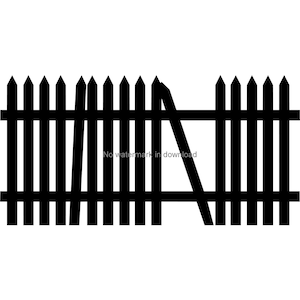 Garden Fence Svg Cut File, Broken Fence Clipart Svg, Picket Fence Png Image Download, Fence Cut File, Fence Cutting Cut File, Vinyl Cut File