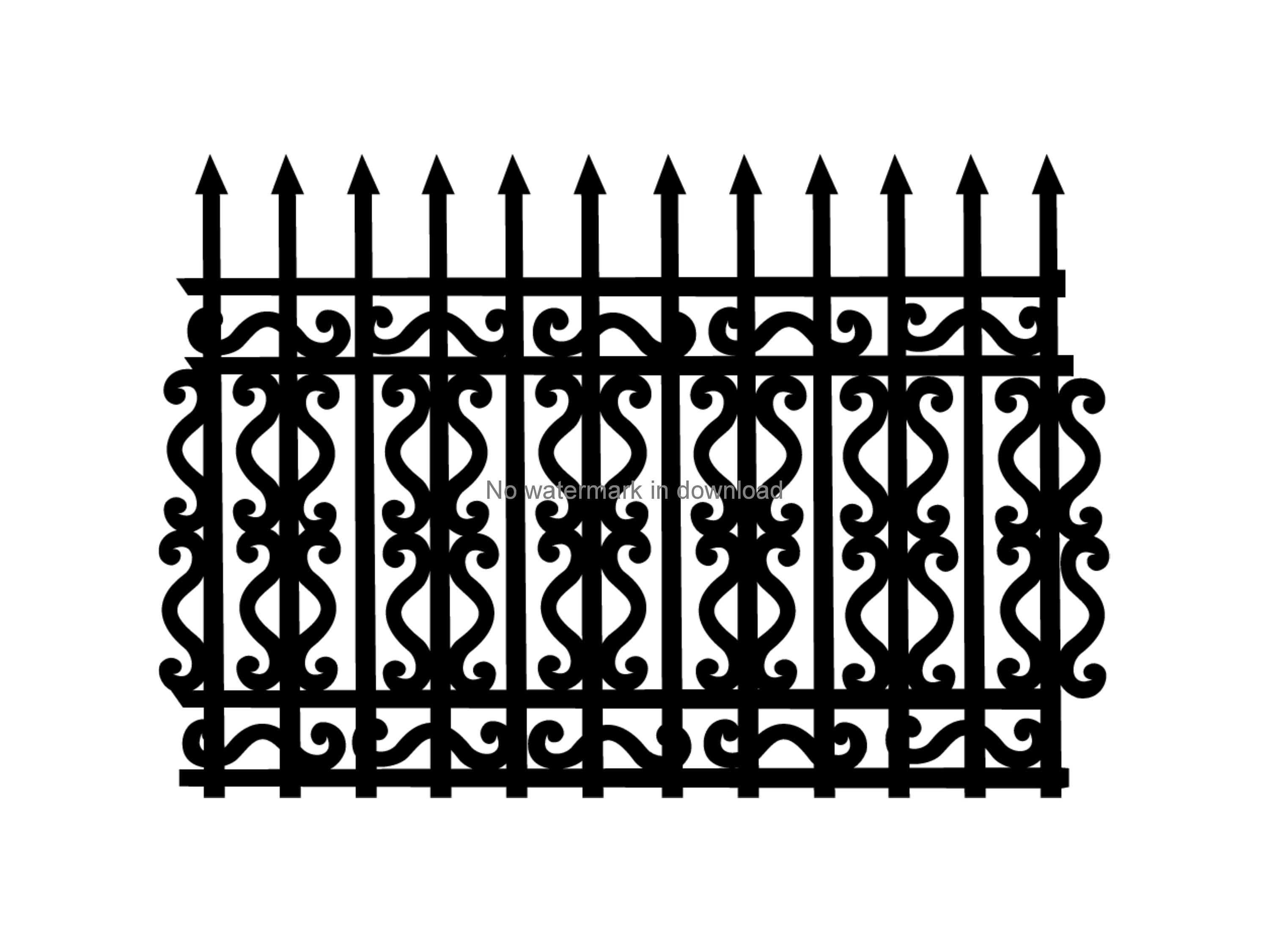 Iron Fence Cutting Svgwrought Iron Fence Png Iron Fence Etsy