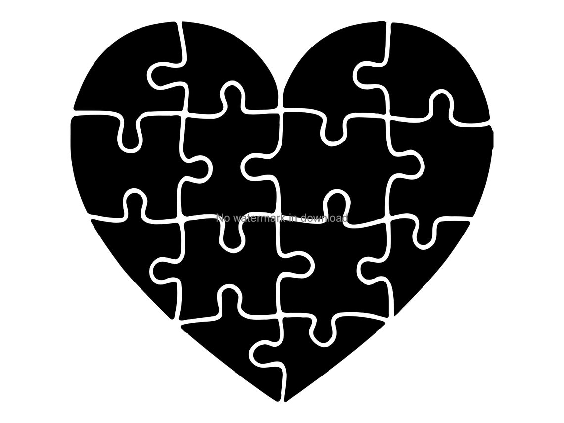 Heart Puzzle Svg Cut Files Heart Svg File Heart Puzzle Etsy