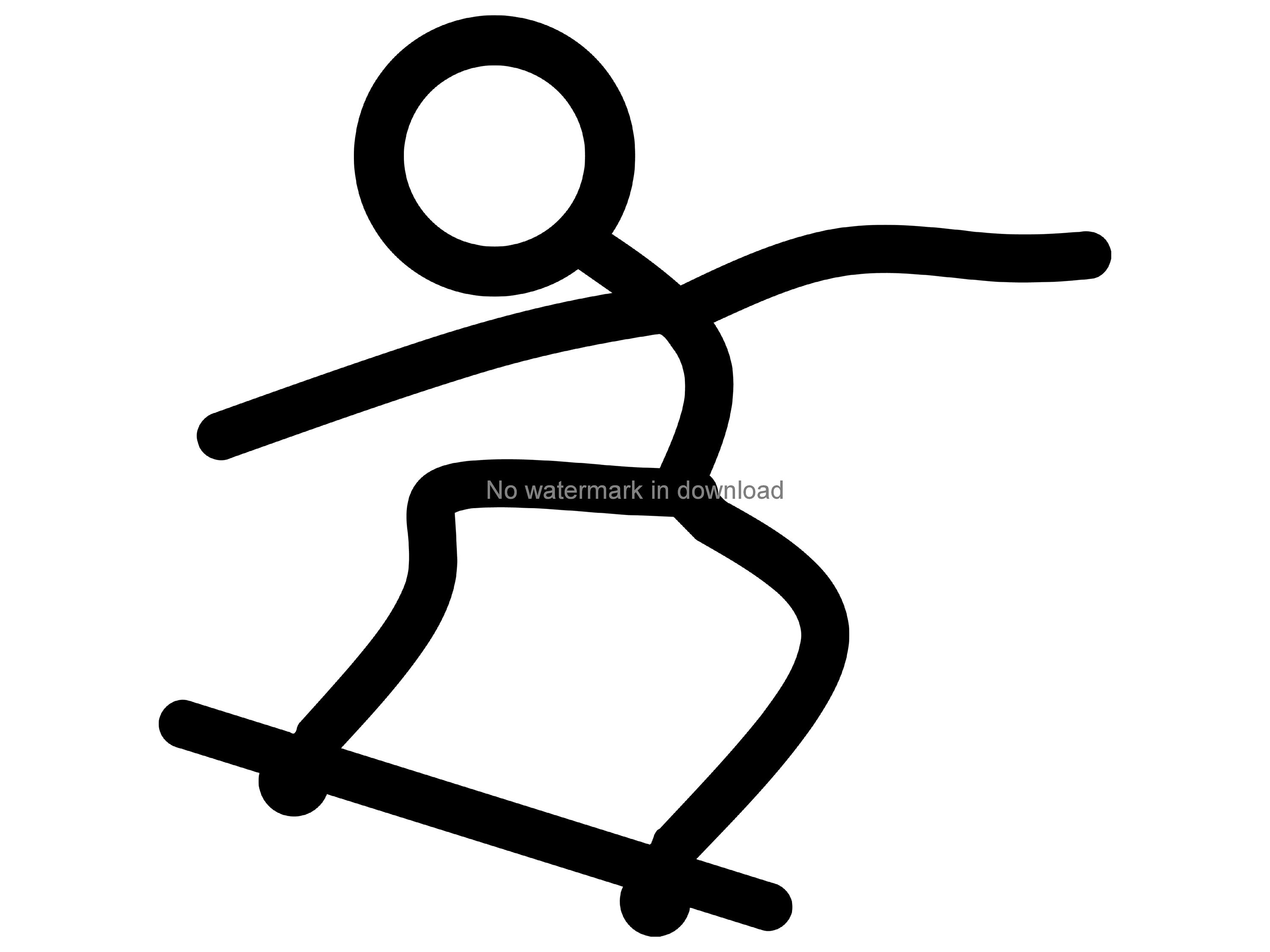 Stick Man Skateboarder Clipart Image Stick Man Skateboarder Etsy Canada
