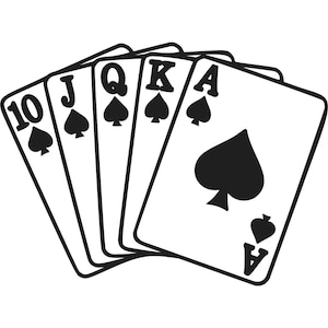 Cards Svg Poker svg Silhouette Royal Flush Cutting File Clipart Svg Dxf Png Art Cnc Laser Engraving Cut File Tshirt Vector
