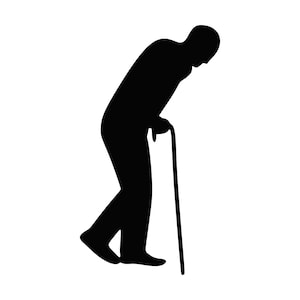 Old Man Walking with Cane SVG Clipart: Cutting File (Digital Download)