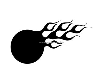 Flame Fireball SVG: snijden, graveren, T-shirtontwerp (digitale download)