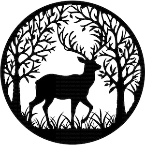 Serene herten silhouet clipart - op de natuur geïnspireerde directe download voor sublimatieontwerp