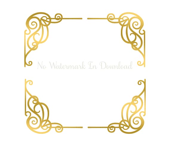 Scroll Frame Faux Foil Clipart Gold Frame Jpg Scroll Planner - Etsy