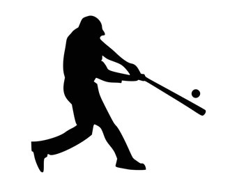 Baseballspieler Silhouette SVG: Batter Vektor Clipart (Digitaler Download)
