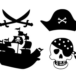 Pirate SVG Bundle: Skull, Ship, Sword, Hat (Digital Download)