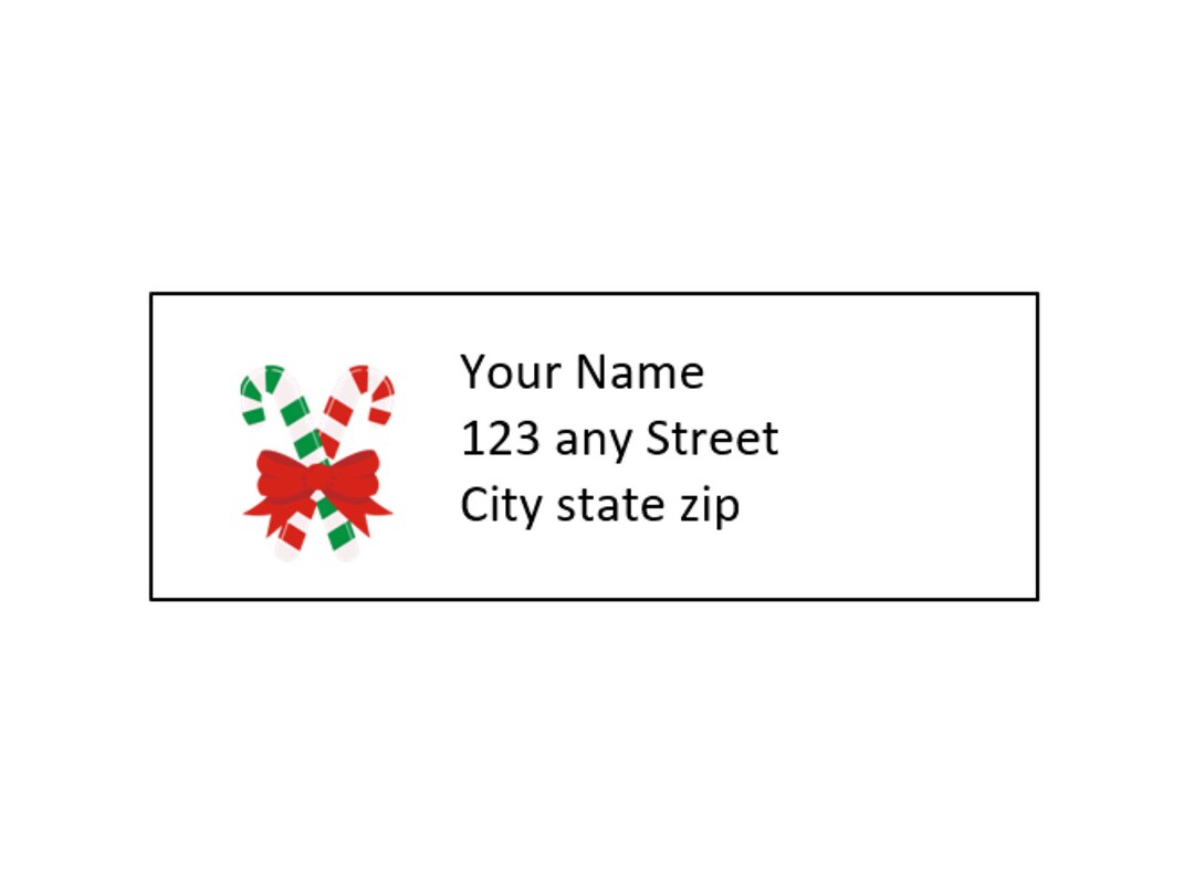 Christmas Return Address Label Template Candy Cane Etsy