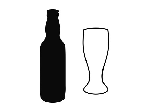 Beer Bottle Svg Silhouette Beer Glass Svg Cutting File Clipart Etsy