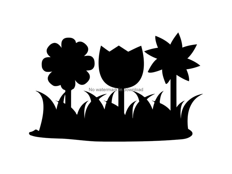 Flower Garden Cut Files for Cutting Flower Garden Clip Art Etsy