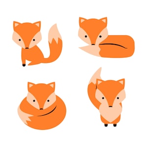 Fox Svg, Fox Clipart Set, Baby Fox Bundle Cutting Files, Kids Room Art, Boys Room Vector Clipart, Girls Room Fox Clip Art, Svg Png Dxf