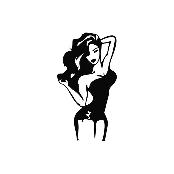 Pin Up 3 Svg Pinup Girl Svg Pinup Silhouette, Vector Lady Png Dxf Svg File Decal Image Cnc Laser Cutter Clipart Vector Vinyl Clip Art