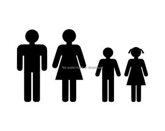 File di taglio SVG con simboli di persone di famiglia: immagine vettoriale (download digitale)