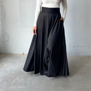 Long Black Skirt, Steampunk Skirt, Maxi Circle Skirt, Plus Size Goth Skirt, High Waisted Victorian Skirt, Floor Length Skirt,Cyberpunk Skirt