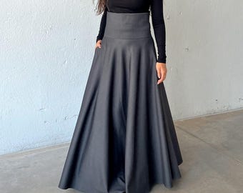 Wool Victorian Maxi Skirt, High Waist Full Skirt, Edwardian Walking Skirt, Plus Size Circle Skirt, High Waist Skirt, Long Goth Skirt
