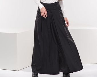 Pantalon Palazzo en laine pour femme, Sarouel d'hiver, Pantalon large taille haute, Vêtements avant-gardistes