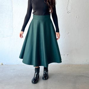 Green Midi Skirt, Steampunk Skirt with Pockets, High Waisted Skirt,  Plus Size Goth Skirt, Cyberpunk Clothing