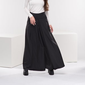 Wide Leg Palazzo Pants, Winter Wool Trousers, Black Pleated Pants, Harem Japanese Pants, Goth Plus Size Clothing image 2