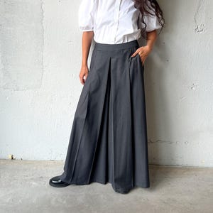 Wide Leg Palazzo Pants, Wool Winter Trousers, Long Harem Pants, Punk Trousers, Grey Suit Pants, Japanese Skirt Pants, Steampunk Clothing