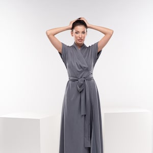 Maxi Wrap Dress, Japanese Kimono Dress, Swing Floor Length Dress, Infinity Fairy Dress,  Pastel Goth Clothing