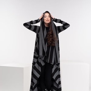 Oversized Wool Cape Coat, Maxi Goth Swing Coat, Long Knitted Cardigan Women, Blanket Coat Techwear, Halloween Witch Cloak
