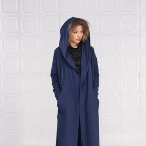 Wool Cloak, Hooded Wool Coat, Kimono Cardigan, Wool Hoodie image 2