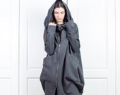 Plus size coat, Asymmetrical Jacket, Oversized hoodie, Loose sweater C0031