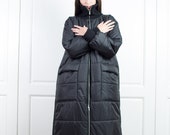 Long Coat, Plus size clothing, Black jacket, Oversized coat C0033