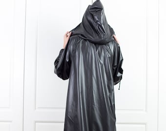 Hooded Raincoat, Trench coat, Black blazer, Long Jacket