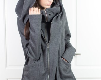 Plus size contrast asymmetric fleece hooded skirted coat deals