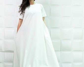 White Maxi Dress, Plus Size Maxi Dress, Plus Size Clothing, Caftan Dress, White Summer Dress, Women White Dress, White Caftan, Loose Dress