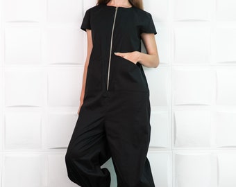 Jumpsuit Women, Plus Size Jumpsuit, Black Jumpsuit, Summer Jumpsuit, Capri Jumpsuit, Drop Crotch Jumpsuit, Women Overall, Harem Jumpsuit