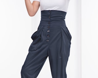 High Waisted Pants, Steampunk Harem Trousers, Fall Clothing