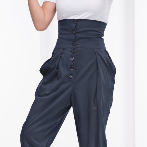 High Waisted Pants, Steampunk Harem Trousers, Fall Clothing