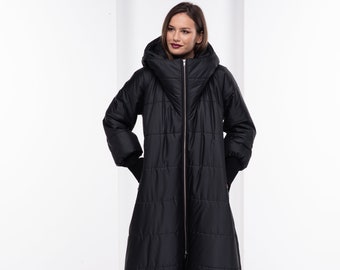 ジャケット・アウター th products LONG PADDED COAT Maxi Puffer Jacket, Cyberpunk Asymmetrical Jacket, Plus Size
