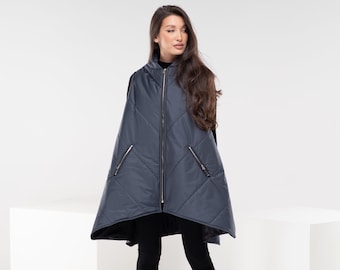 Asymmetrical Puffer Vest, Sleeveless Quilted Jacket, Winter Cyberpunk Jacket, Gothic Wardrobe, Avant Garde Clothing, Oversized Jacket