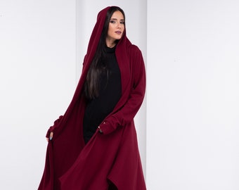 Hooded Cloak, Long Knitted Cardigan, Oversized Hoodie, Hooded Cape, Steampunk Clothing Women