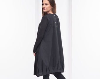 Vrouwen Jurk, Zwarte Jurk, Tuniek Jurk, Plus Size Jurk, Zwarte Tuniek, Boho Kleding, Formele Jurk, Een Lijn Jurk, Midi Jurk, Cocktail Jurk