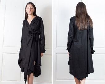 Women Dress, Wrap Dress, Shirt Dress, Black Dress, Plus Size Tunic, Asymmetrical Dress, Flare Dress, Midi Dress, Cocktail Dress, Party Dress