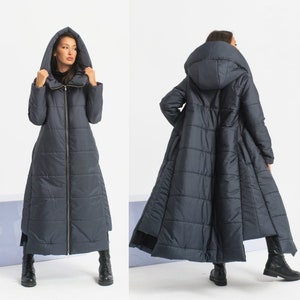 Womens Winter Coat Long Puffer Jacket Hooded Down Jacket Quilted Bomber Coat Etsy