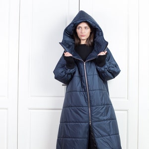 Long Down Coat, Maxi Puffer Jacket, Quilted Cyberpunk Jacket, Bomber Jacket Women