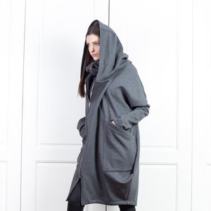 Oversized Hoodie, Cyberpunk Hoodie, Asymmetrical Cotton Coat, Cyberpunk Clothing for Women image 3