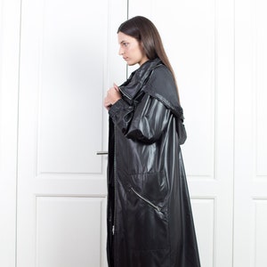 Long Hooded Raincoat, Cyberpunk Rain Jacket, Gothic Hoodie, Plus Size Goth Clothing, Black Cape Coat