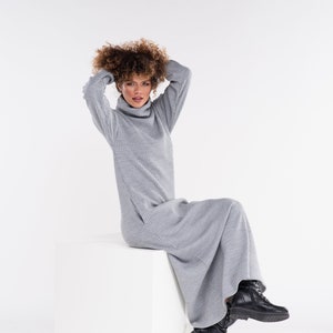 Maxi Sweater Dress, Wool Jumper Dress, Winter Plus Size Dress, Long Turtleneck Dress, Cyberpunk Clothing Women