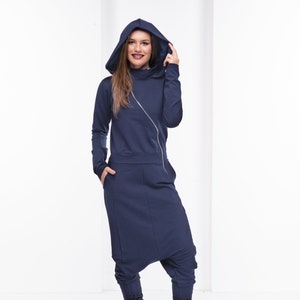 Drop Crotch Harem Jumpsuit, Hooded Jumpsuit Women Overalls, Steampunk Clothing