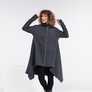 Chaqueta cyberpunk de talla grande, abrigo asimétrico con vuelo, chaqueta gótica de otoño, ropa futurista para mujer